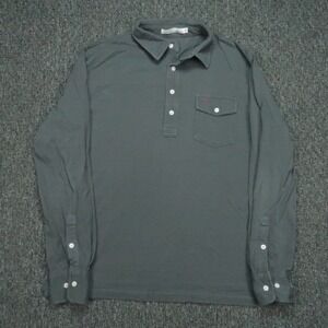 Criquet Shirt Men Large Gray Players Performance Long Sleeve Polo Organic Cotton